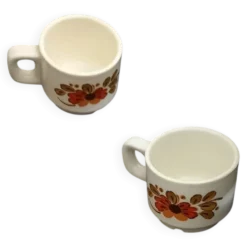 lot de 2 tasses céramique bohême chic floral vintage estampillées H
