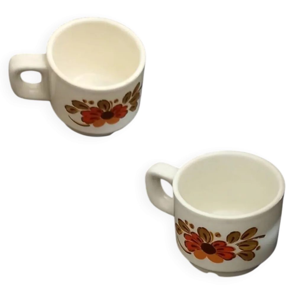 lot de 2 tasses céramique bohême chic floral vintage estampillées H