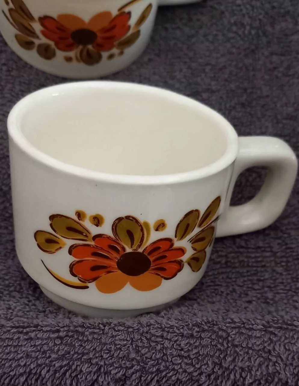 lot de 2 tasses céramique bohême chic floral vintage estampillées H