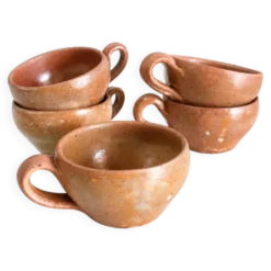 Lot de 5 tasses en céramique artisanale – terracotta