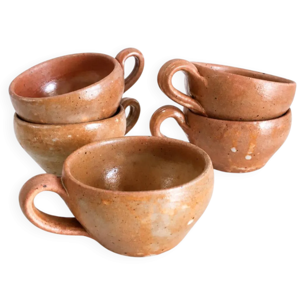 Lot de 5 tasses en céramique artisanale – terracotta