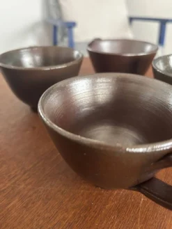 Lot de 6 tasses en céramique vintage - tasse en grès couleur chocolat