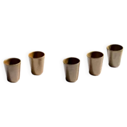 Lot de 5 tasses/mugs vintage en grès émaillé brun miel Grès Village H9 D8