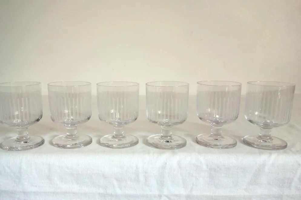 Lot de 6 verres apéritif en cristal taillé vintage