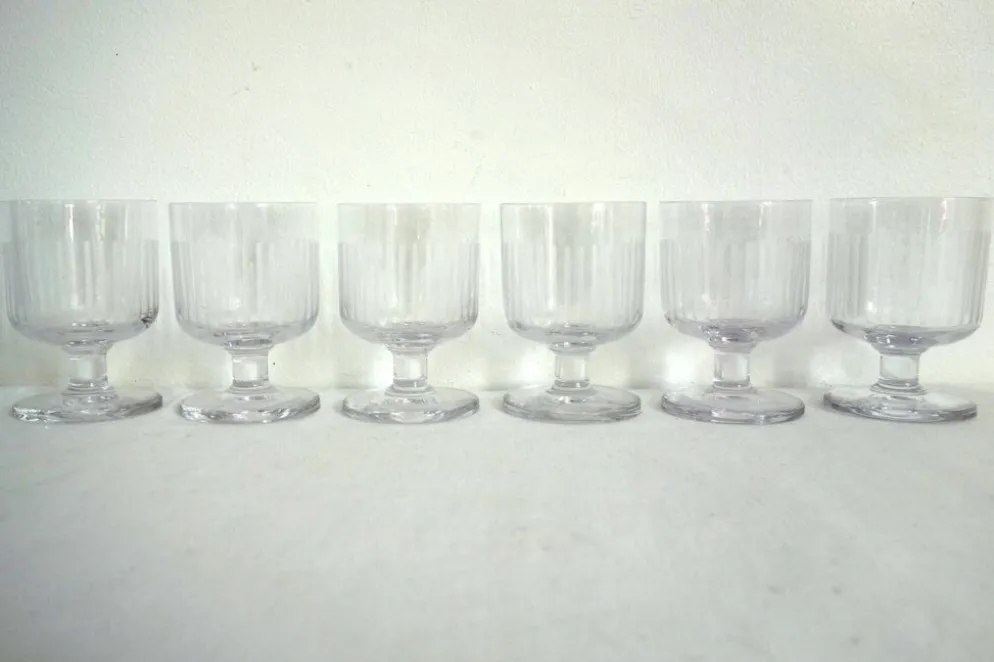 Lot de 6 verres apéritif en cristal taillé vintage