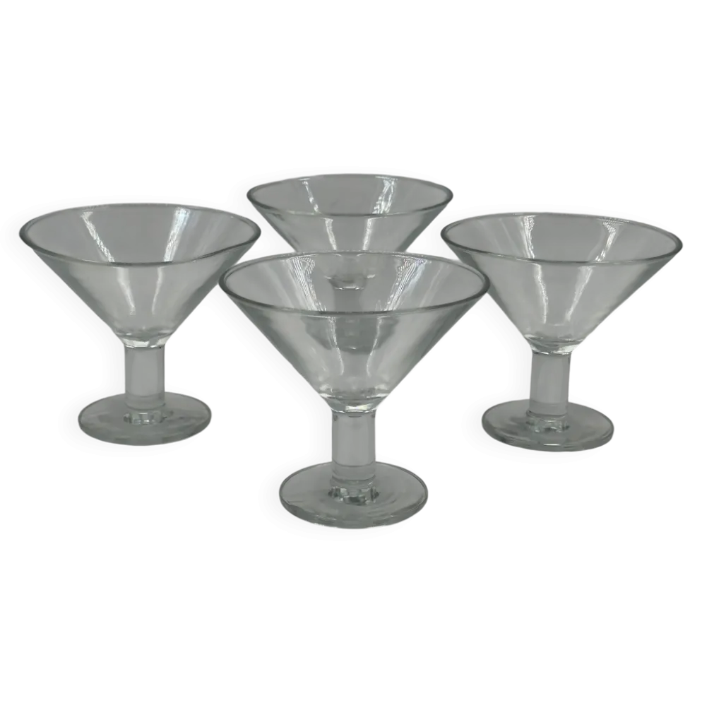 Lot de 4 verres à coupe/martini vintage en verre