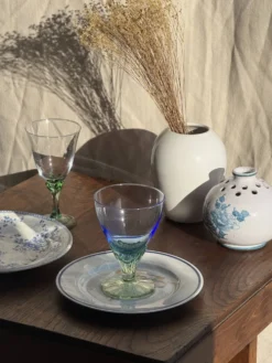 Lot de 4 verres à pied vert vintage H16