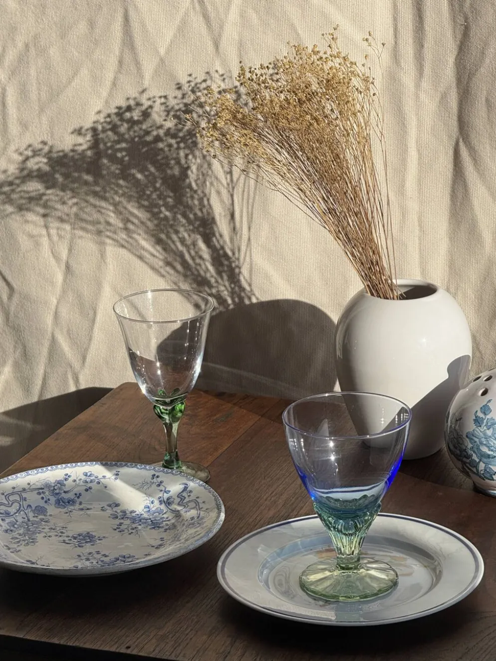 Lot de 4 verres à pied vert vintage H16