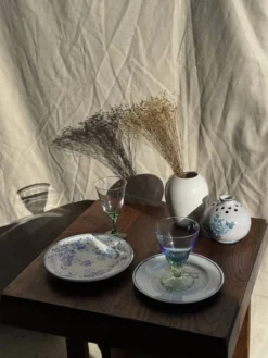 Lot de 4 verres à pied vert vintage H16