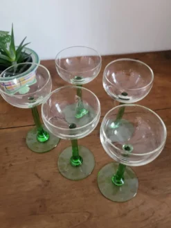 Lot de 5 verres à pied vin blanc d'Alsace