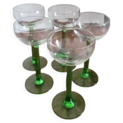 Lot de 5 verres à pied vin blanc d'Alsace