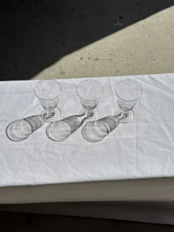 Lot de 3 verres à pied vintage en verre transparent H14 D10