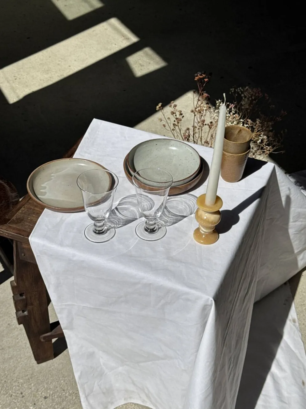 Lot de 3 verres à pied vintage en verre transparent H14 D10