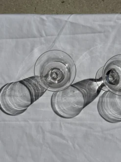 Lot de 3 verres à pied vintage en verre transparent H14 D10