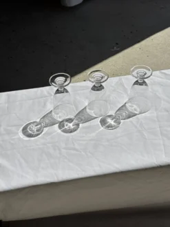Lot de 3 verres à pied vintage en verre transparent H14 D10