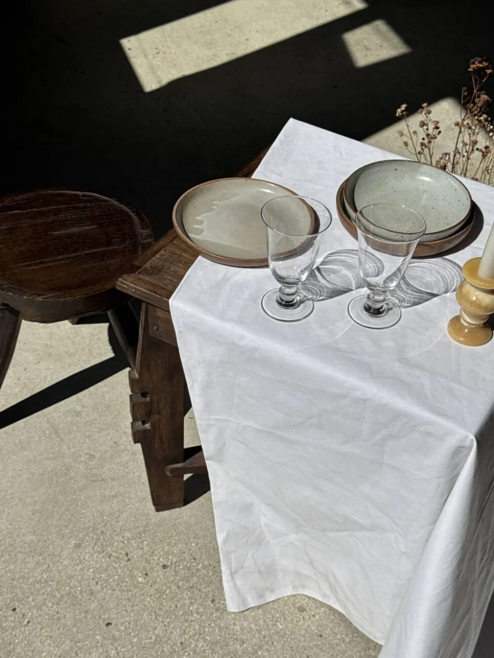 Lot de 3 verres à pied vintage en verre transparent H14 D10