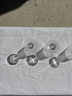 Lot de 3 verres à pied vintage en verre transparent H14 D10