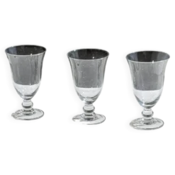 Lot de 3 verres à pied vintage en verre transparent H14 D10