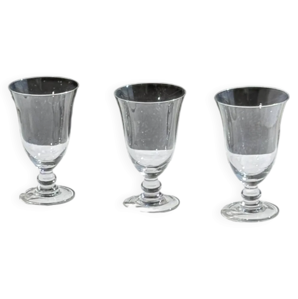 Lot de 3 verres à pied vintage en verre transparent H14 D10