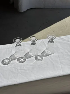 Lot de 3 verres à pied vintage en verre transparent H14 D10