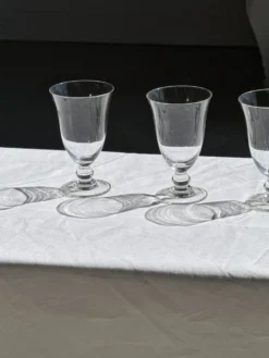 Lot de 3 verres à pied vintage en verre transparent H14 D10