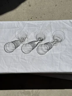Lot de 3 verres à pied vintage en verre transparent H14 D10