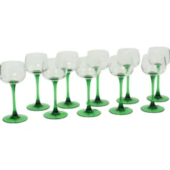 Lot de 10 verres à vin d'Alsace Vintage Luminarc Base Verte