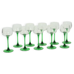 Lot de 10 verres à vin d'Alsace Vintage Luminarc Base Verte