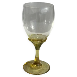 Lot de 6 verres vintage à pied jaune : réunion de 4 grands et 2 petits