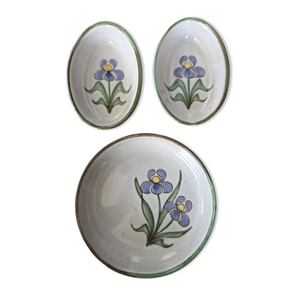 Lot 3 pièces céramique Natoli Vallauris – Décor Iris