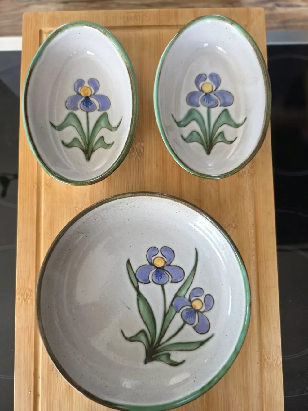 Lot 3 pièces céramique Natoli Vallauris – Décor Iris