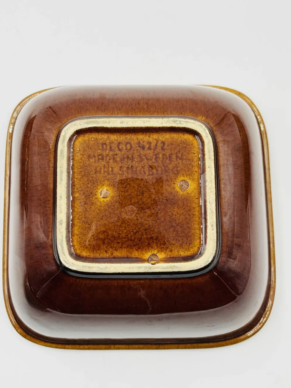 Lot 3 plats carrés en grès Deco Hälsingborg K.J. Svensson