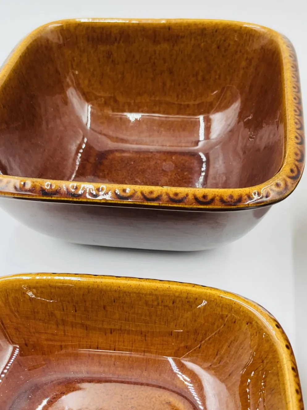 Lot 3 plats carrés en grès Deco Hälsingborg K.J. Svensson