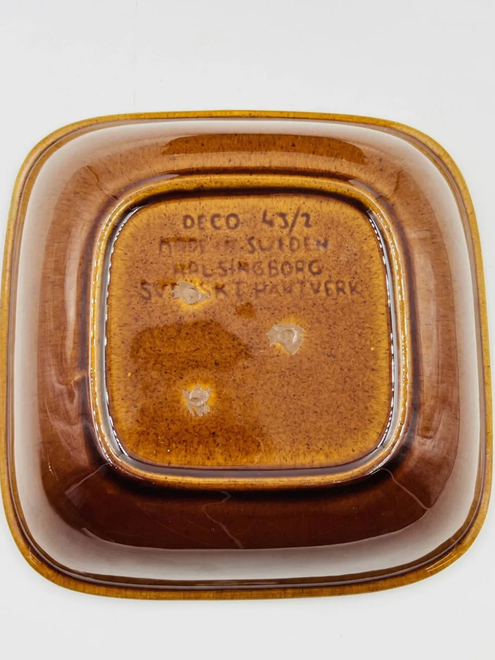 Lot 3 plats carrés en grès Deco Hälsingborg K.J. Svensson