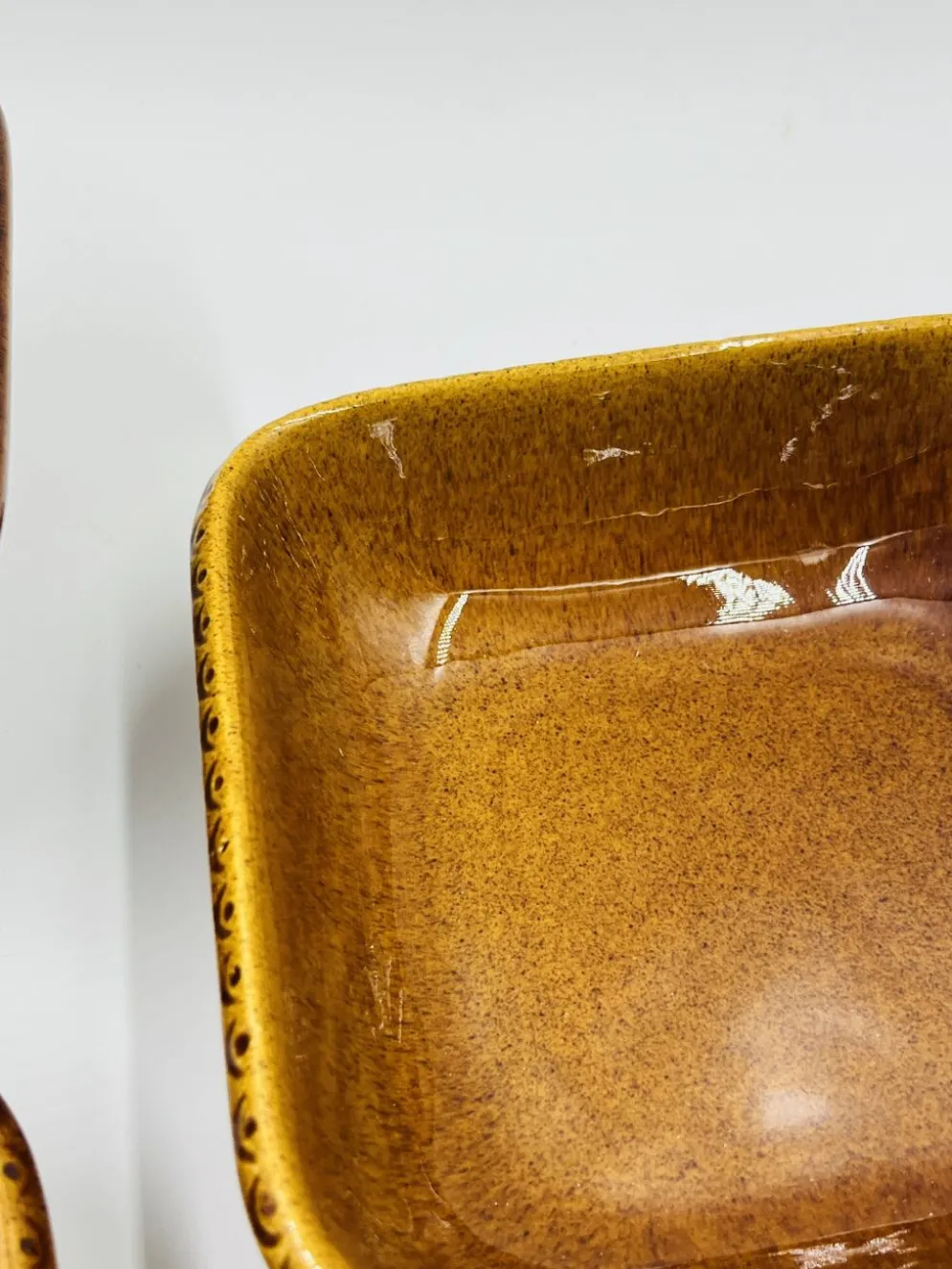 Lot 3 plats carrés en grès Deco Hälsingborg K.J. Svensson