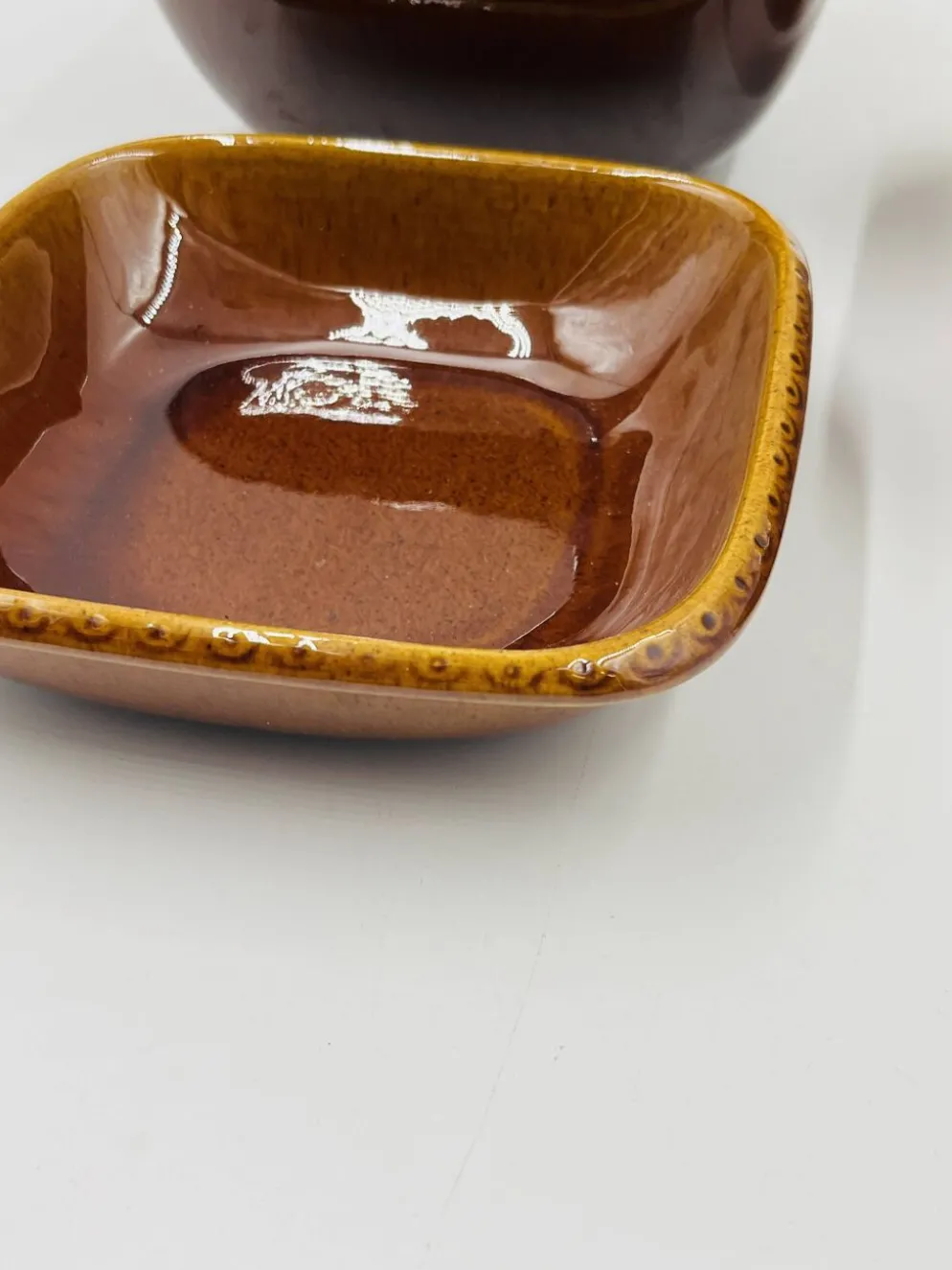 Lot 3 plats carrés en grès Deco Hälsingborg K.J. Svensson