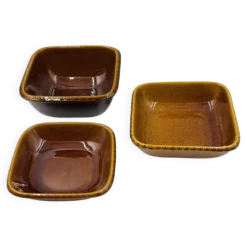 Lot 3 plats carrés en grès Deco Hälsingborg K.J. Svensson