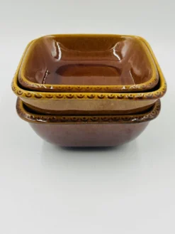 Lot 3 plats carrés en grès Deco Hälsingborg K.J. Svensson