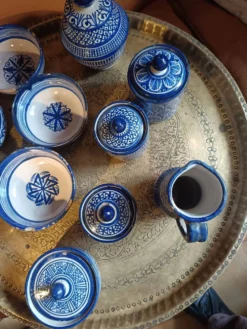 Lot 11 poteries marocaine pot à beurre époque 1940 signé serghini.