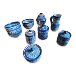 Lot 11 poteries marocaine pot à beurre époque 1940 signé serghini.
