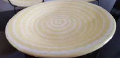Lots de 6 anciennes assiettes creuses Longchamp France jaune soleil