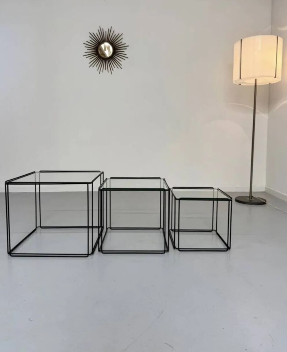 Lot 3 tables basse gigogne design des années 70 Max Sauze vintage