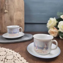Lot 2 tasses Kronester Bavaria décor bord de mer vintage West Germany