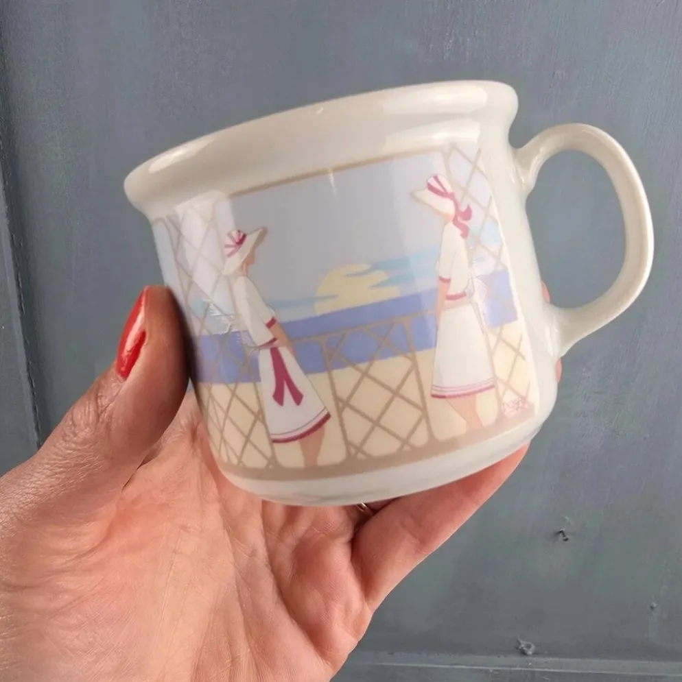 Lot 2 tasses Kronester Bavaria décor bord de mer vintage West Germany