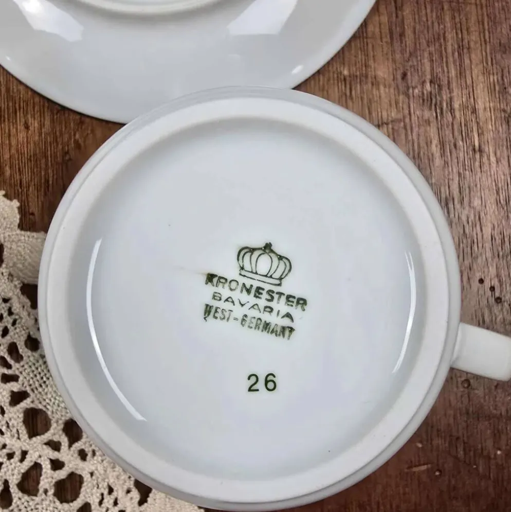 Lot 2 tasses Kronester Bavaria décor bord de mer vintage West Germany