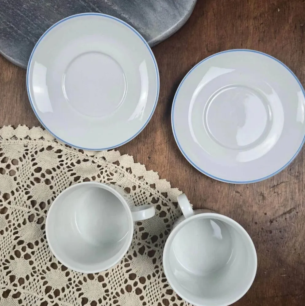 Lot 2 tasses Kronester Bavaria décor bord de mer vintage West Germany