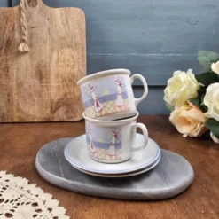 Lot 2 tasses Kronester Bavaria décor bord de mer vintage West Germany