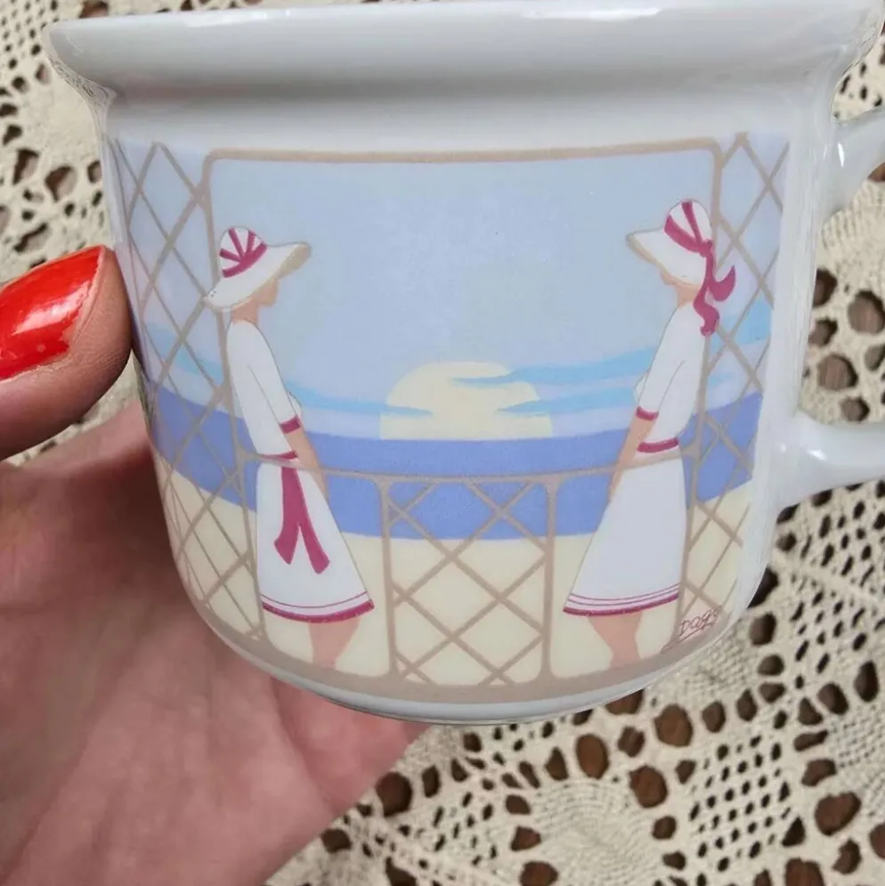 Lot 2 tasses Kronester Bavaria décor bord de mer vintage West Germany