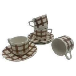 Lot tasses motif torchon