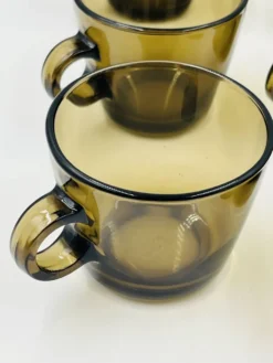 Lot 6 Tasses Verre Ambré Vintage Station Service Seca